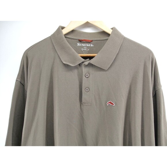 Simms Polo Shirt Mens 2XL Short‎ Sleeve Fishing Light Brown 3XDRY - Picture 2 of 9